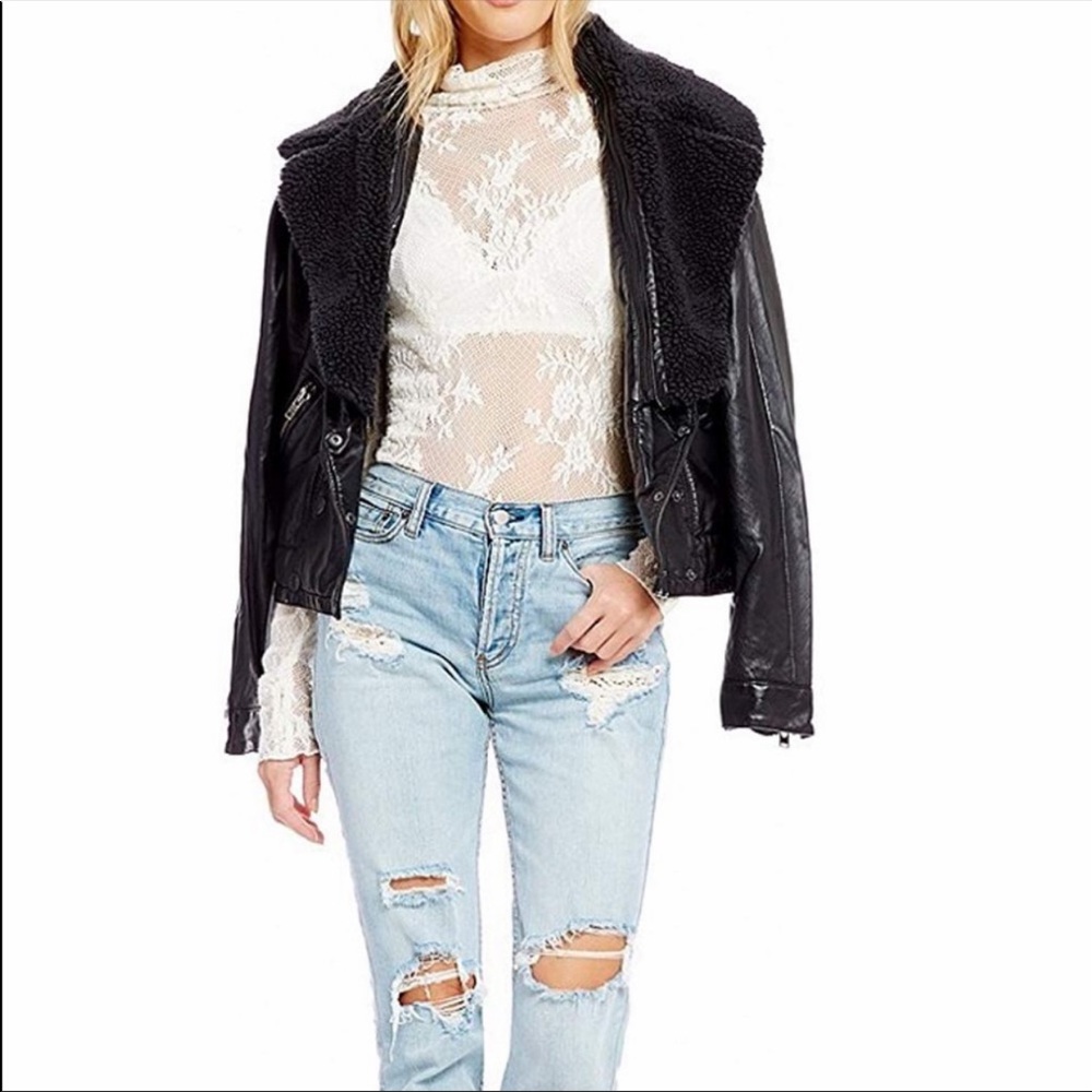 Free People Faux leather Sherpa Jacket